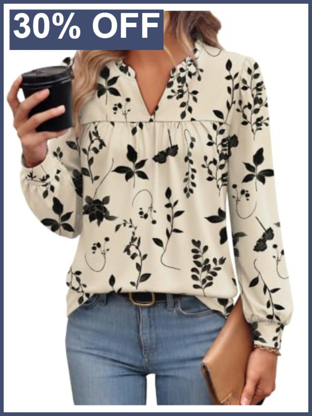 Womens Long Sleeve Ruffle V Neck Pleated Tunic Blouse